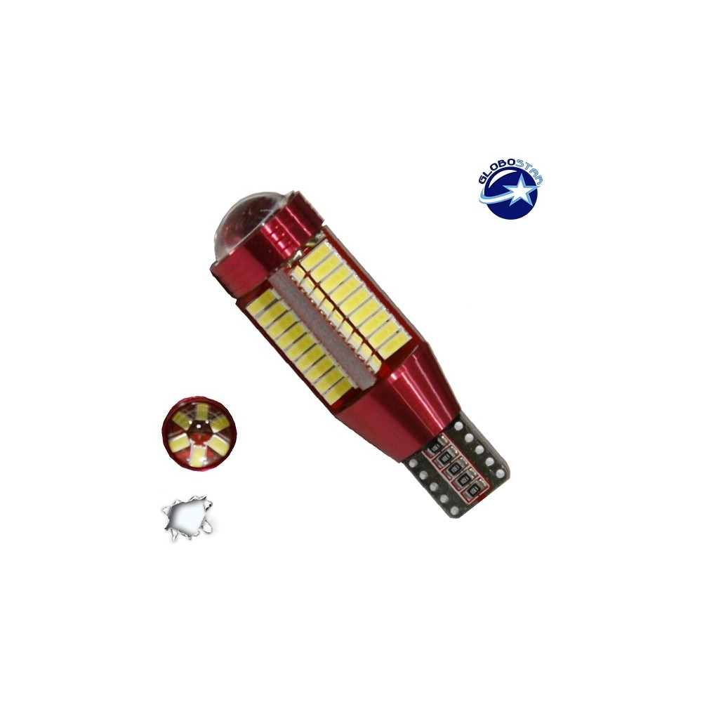 GloboStar® T10 W5W 40192 Λαμπτήρας LED T10 Can Bus με 78 SMD 4014 5.5W DC 12-16V IP20 312lm 360° 6000k